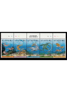 St. KITTS 1994 francobolli sui dinosauri serie completa nuova Yvert e Tellier 790/4
